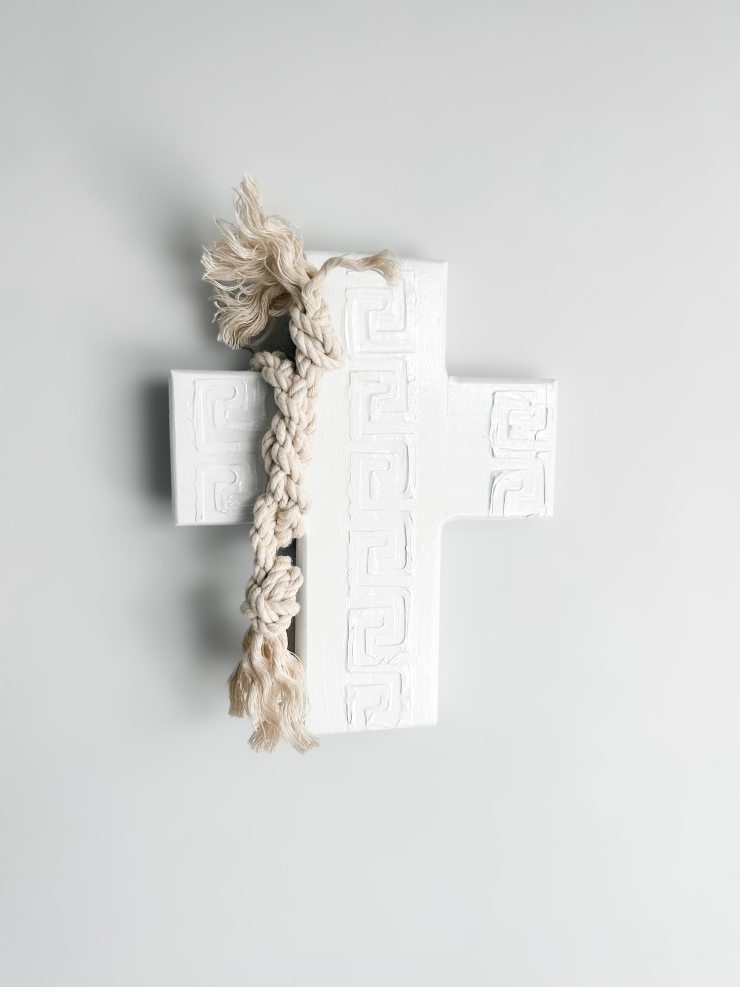 For lovers of white decor. White on white wall cross. Greek wall cross. Carved look wooden wall cross. Embossed details Wall Art. Gift for Greek family. The Greek meander, also known as the Greek key pattern, symbolizes eternity, unity, and the flow of life. It was a vital symbol in ancient Greek culture. Gift for Yia-yia. Orthodox easter gift. Gift for Birthday, Easter, Christmas, First Holy Communion, Baptism, New Baby, Baby Shower, Christening, Confirmation, Graduation, Wedding, Anniversary, Mother's Day