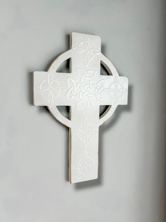 Celtic Knot Wall Cross White - Large