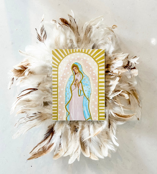 Our Lady of Love Wall Tile with Feathers