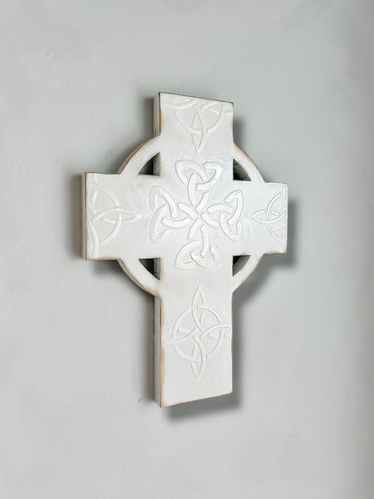 Celtic Knot Wall Cross White - Small