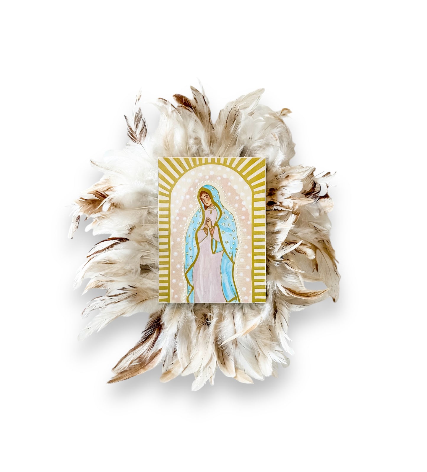 Our Lady of Love Wall Tile with Feathers