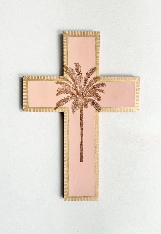Decor for your holiday home, or vacation rental, Airbnb property, decorate tropical style. For lovers of peach and peachy pink. Palm tree decor. Palm tree wall cross. Neutral browns and pinks. Decor for a little girl's room. Gift Ideas - Birthday, Easter, Christmas, Housewarming, First Holy Communion, Baptism, New Baby, Baby Shower, Christening, Confirmation, Graduation, Wedding, Anniversary, Mother's Day, Father's Day. Baptism favours or party favors.
