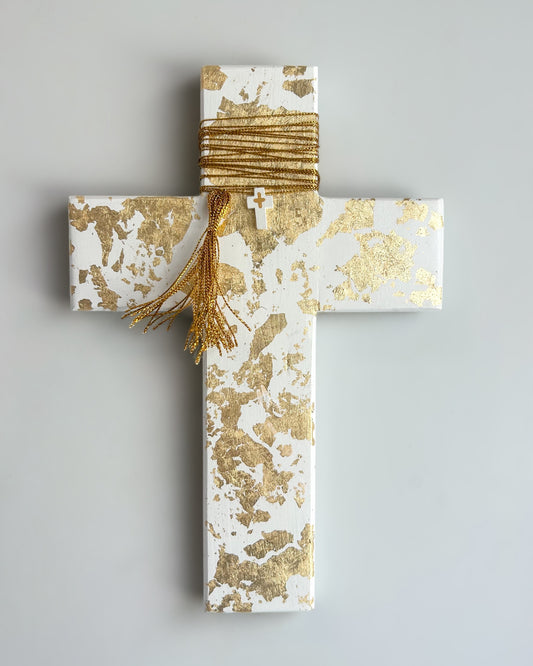 Gold leaf Blue and white wall cross. Greek wall cross. Mother Nature wall art. Satellite image of earth wall art. Gift for Greek family. Gift for Yia-yia. Orthodox easter gift. Gift Ideas - Birthday, Easter, Christmas, Housewarming, First Holy Communion, Baptism, New Baby, Baby Shower, Christening, Confirmation, Graduation, Wedding, Anniversary, Mother's Day, Father's Day.