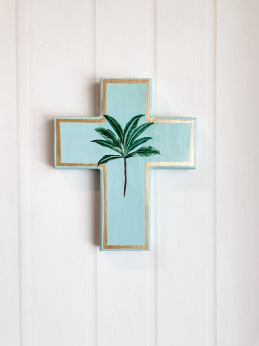 Decor for your holiday home, or vacation rental, Airbnb property, decorate tropical style. For lovers of aquamarine. Palm tree decor. Palm tree wall cross. Neutral decor. Decor for a little boy's room. Gift Ideas - Birthday, Easter, Christmas, Housewarming, First Holy Communion, Baptism, New Baby, Baby Shower, Christening, Confirmation, Graduation, Wedding, Anniversary, Mother's Day, Father's Day. Baptism favours or party favours. Coastal boho decor perfect for decorating in your dream home, beach house