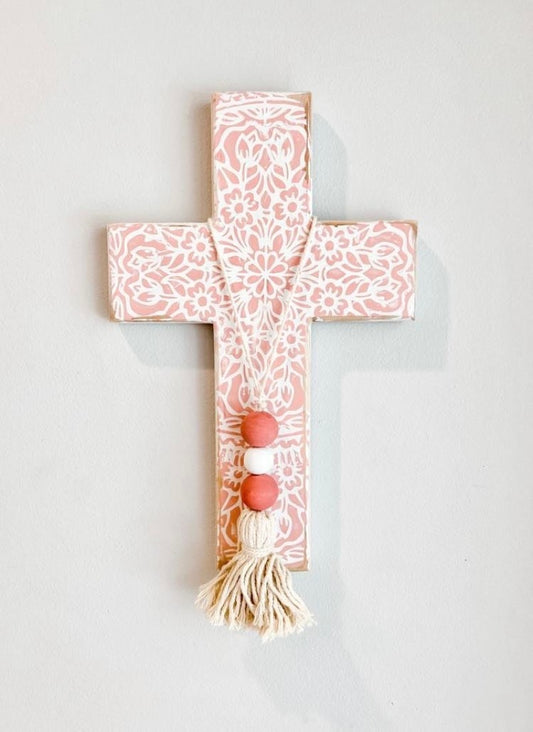 Pink wall cross, girls gift idea, girls baptism gift, baby girl christening gift 