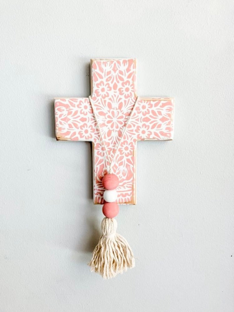 Pink wall cross, girls gift idea, baby girl christening gift, baby girl baptism gift