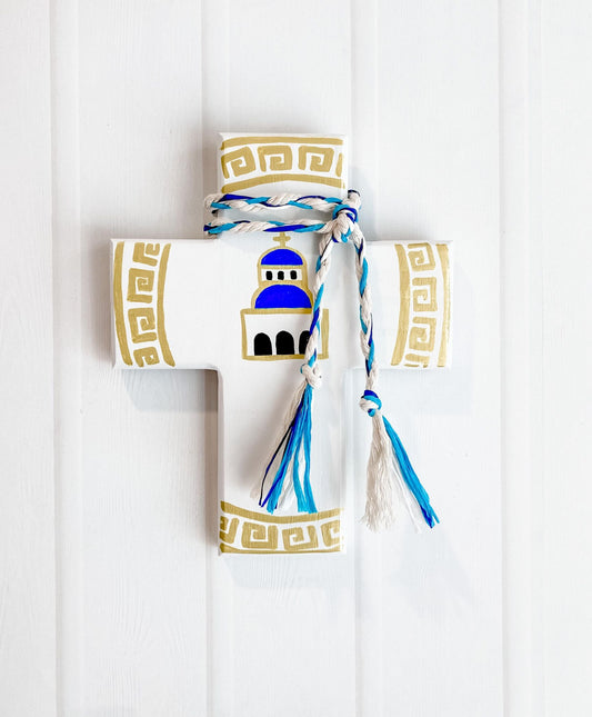 Santorini style decor greek key meander decor greek key wall cross santorini church wall cross